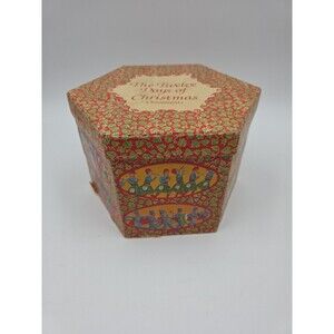 Vintage The Twelve Days of Christmas Paper Mache Ornaments w/Box Complete